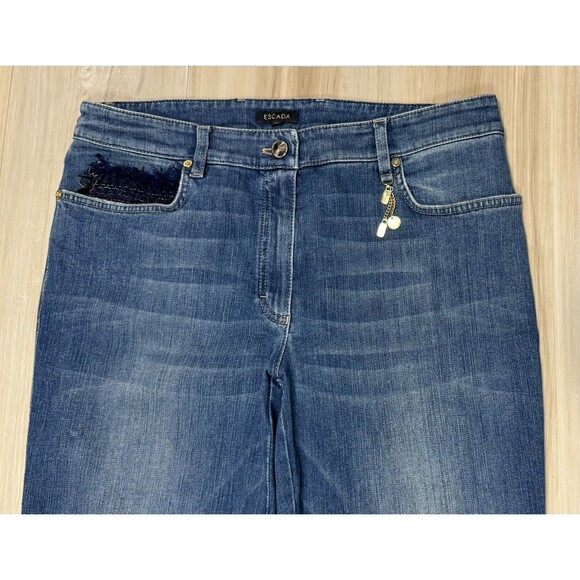 Escada Women’s Bootcut Jeans Embellished 40/10 30-31x34 Vintage - Picture 5 of 16